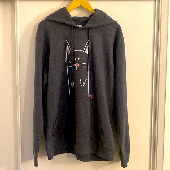 *NEW* Never used comfy oversized cat hoodie - grey - large - personalized design - Picture 3 of 9